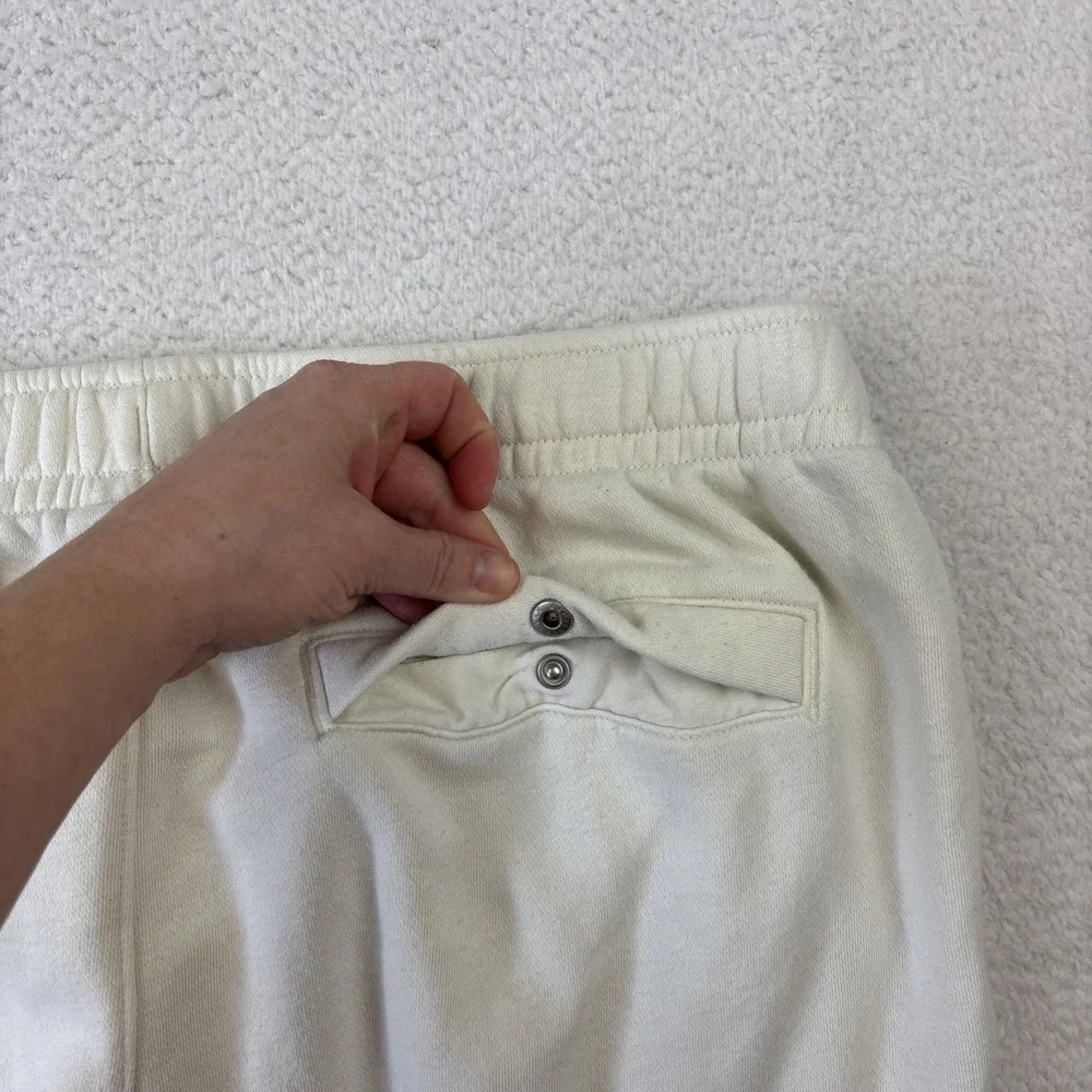 NIKE Mens 'Club Fleece' Joggers Large Cream Patch Logo Tapered Sweatpants